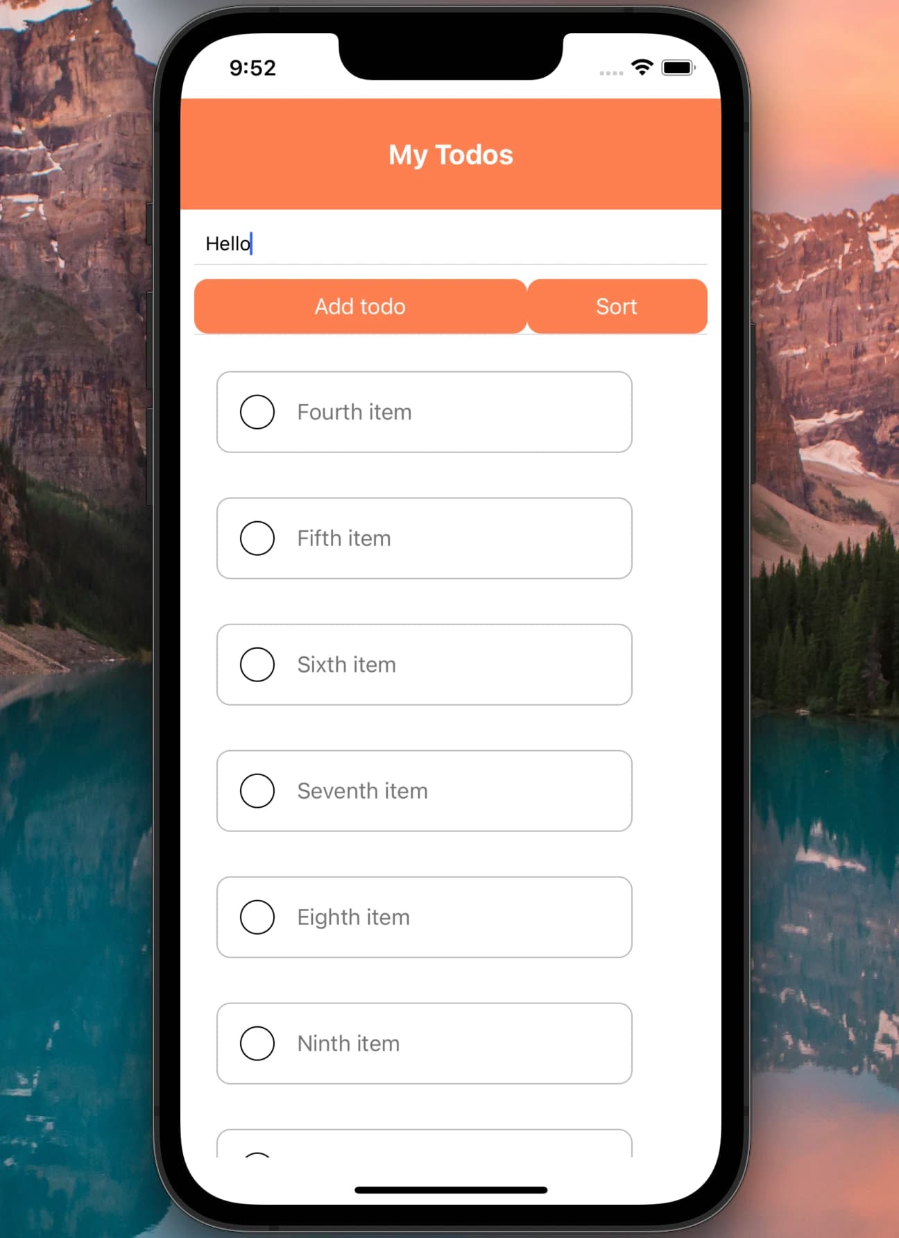 Screenshot of the app